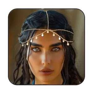 Aukmla Sequin Boho Head Chain Jewelry Headpiece Hair Chains Prom Festival Costume Headband Hair Accessories for Women