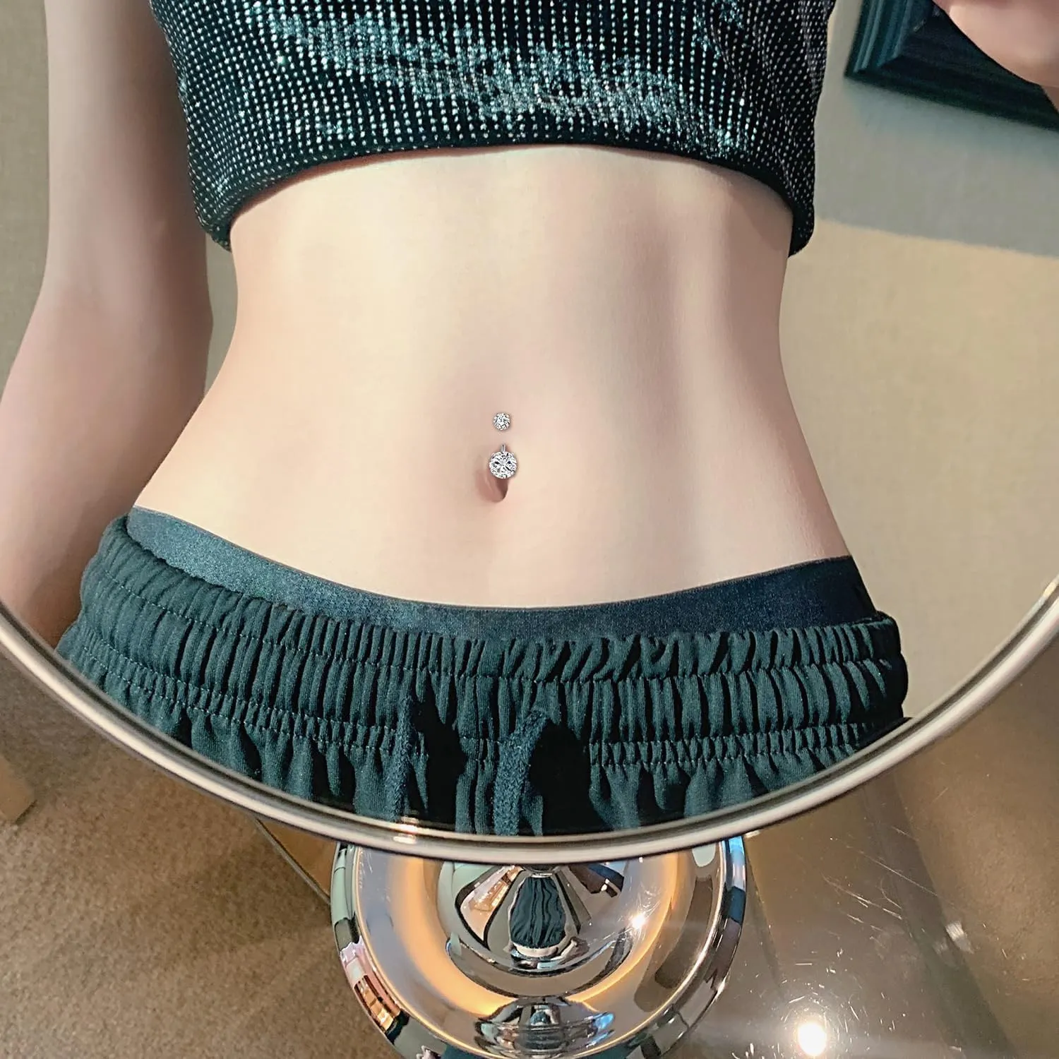 AVYRING G23 Titanium Belly Button Rings Hypoallergenic Stainless Steel Dangle Belly Piercing Jewelry 14g Internally Thread Belly Rings for Women Men