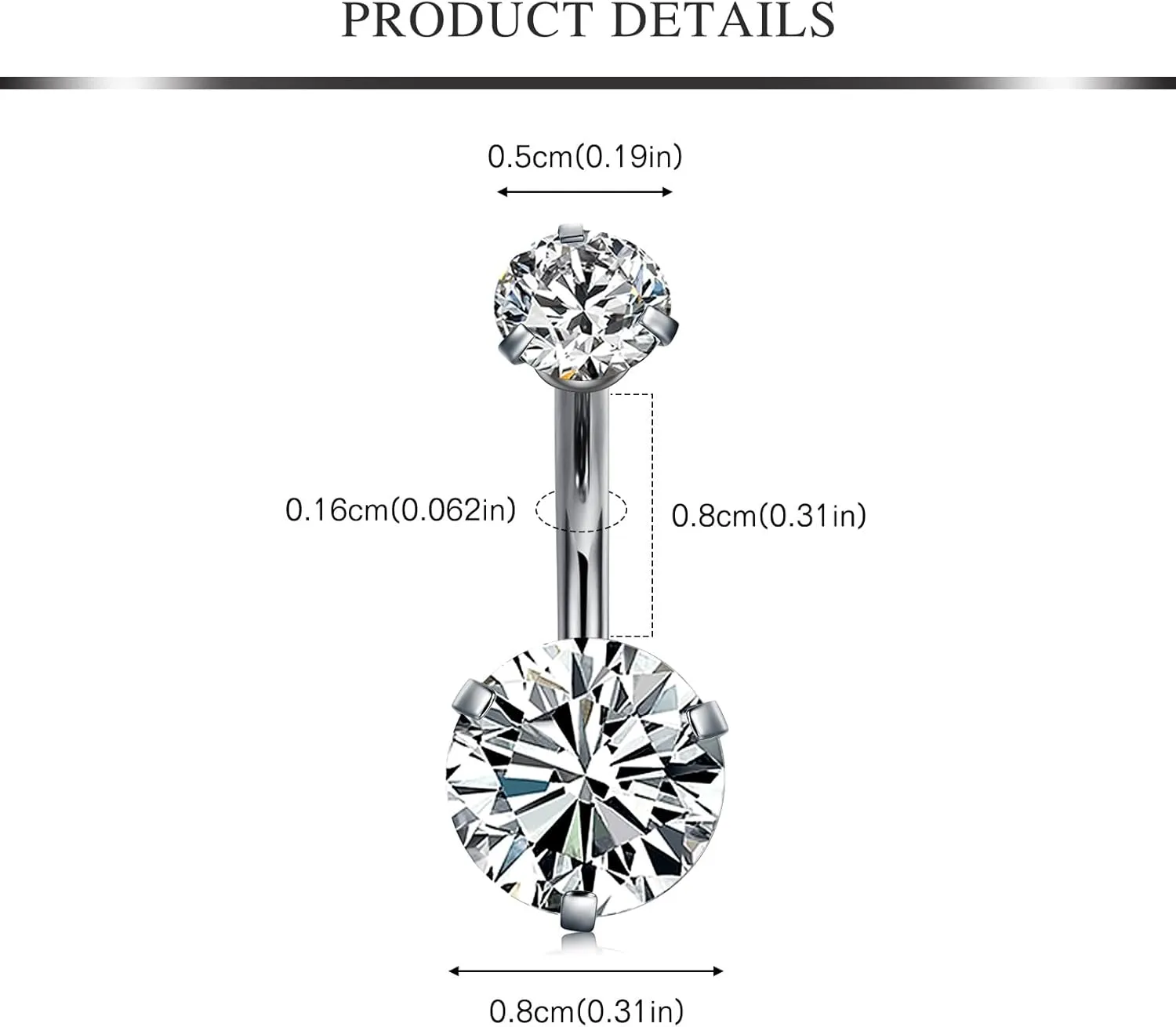 AVYRING G23 Titanium Belly Button Rings Hypoallergenic Stainless Steel Dangle Belly Piercing Jewelry 14g Internally Thread Belly Rings for Women Men