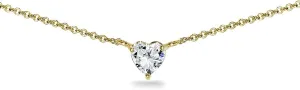 B. BRILLIANT CZ Necklace for Women Sterling Silver 6x6mm Short Sparkling AAA Cubic Zirconia CZ Heart Choker Pendant for Bride Bridesmaids