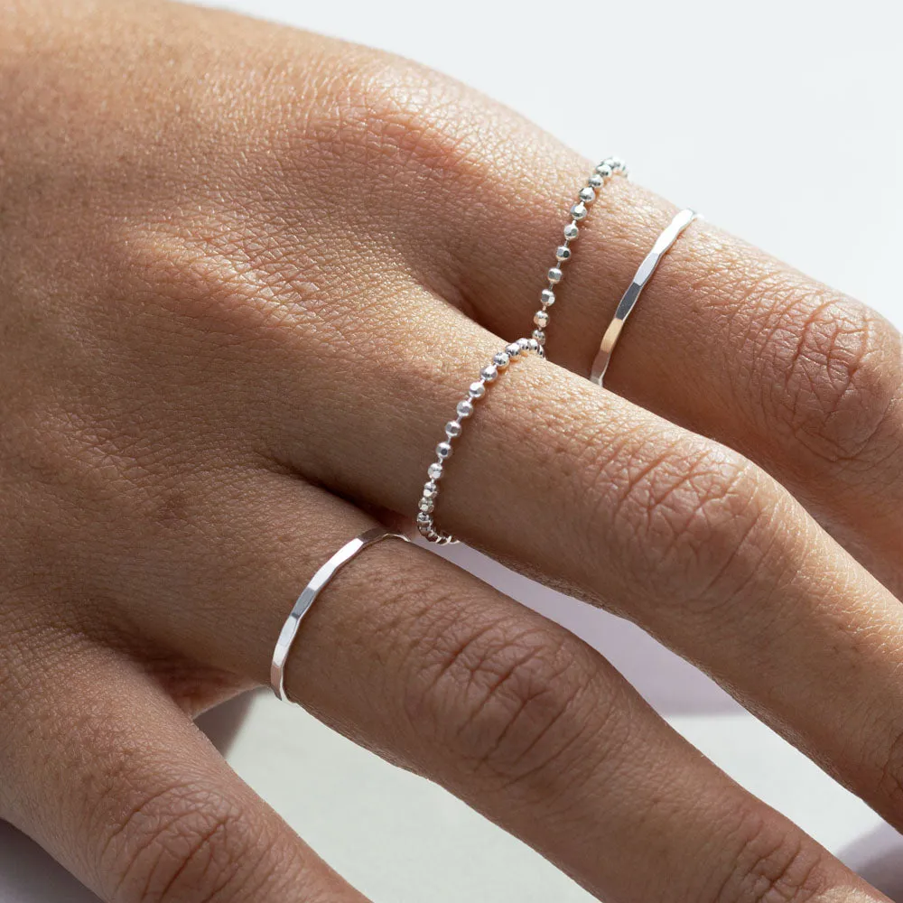 Baby Ball Chain Ring Silver