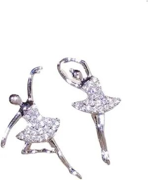 Ballet Ballerina Gymnastics Crystal Bling Heart Dance Earrings - Sparkling Recital Gifts