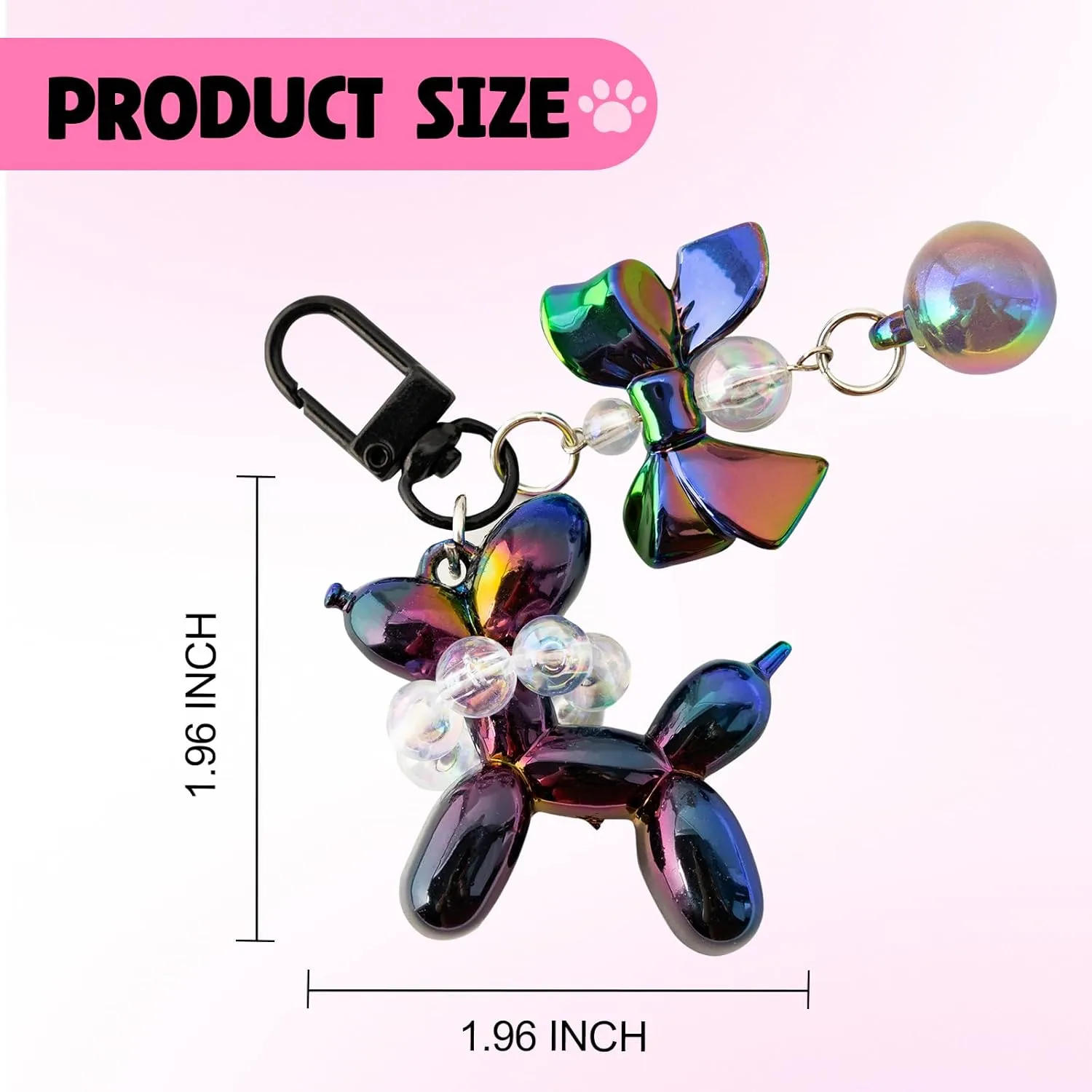 Balloon Dog Design Keychain with Bow Pendant, Cute Keychains for Backpacks Bag, Charm Key Chains Accessories for Women