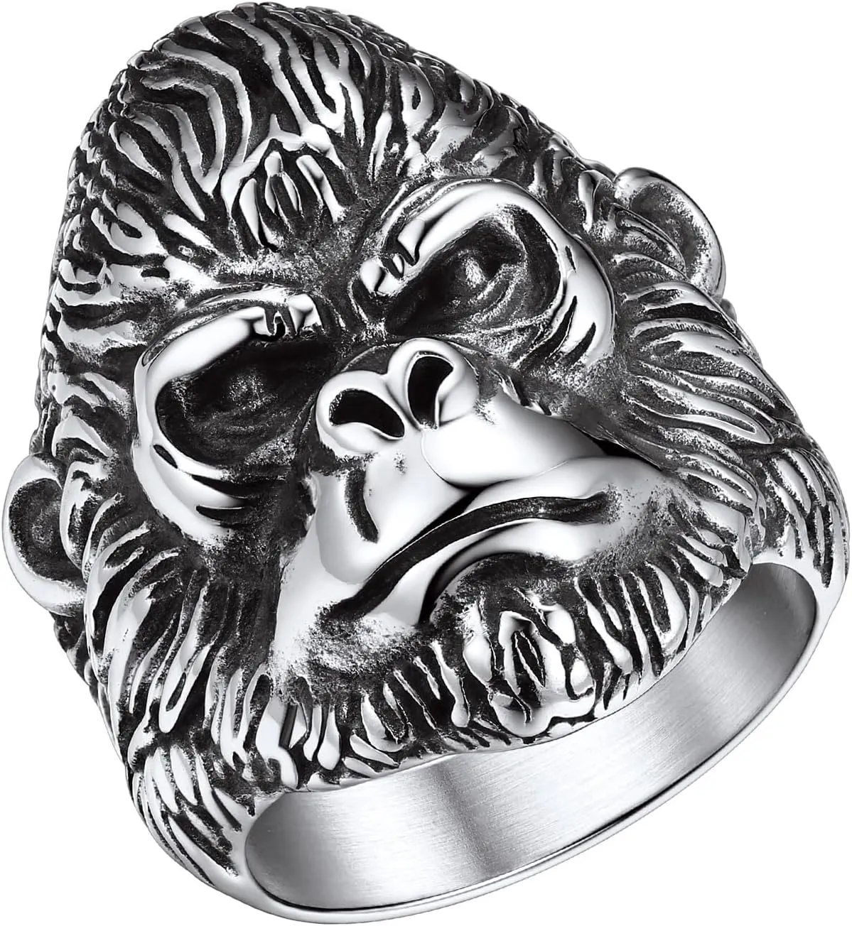 Bandmax Animal Rings for Men Women, Stainless Steel Retro Style Gorilla/Dragon/Snake/Plague Doctor Ring Gothic Punk Hip Hop Rings Size 7-14