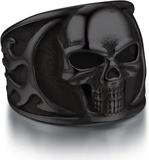 Bandmax Mens Skull Rings, Stainless Steel Skull Skeleton Band Rings for Men Women Gothic Punk Biker Rings Size 7-14