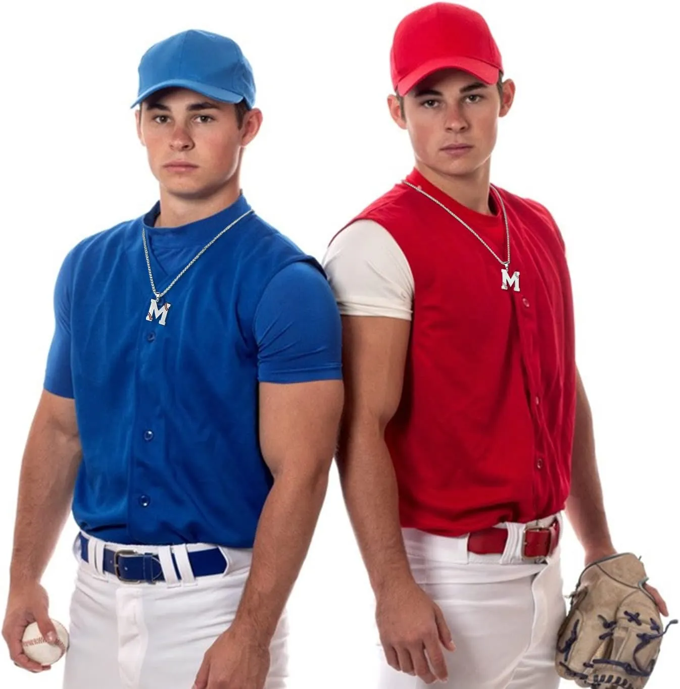 Baseball Initial Necklace for Boys Men A-Z Letter Necklaces Chain Stainless Steel Pendant with Accessories Sport Charm Baseball Gifts for Team Player Athlete Lover Fans