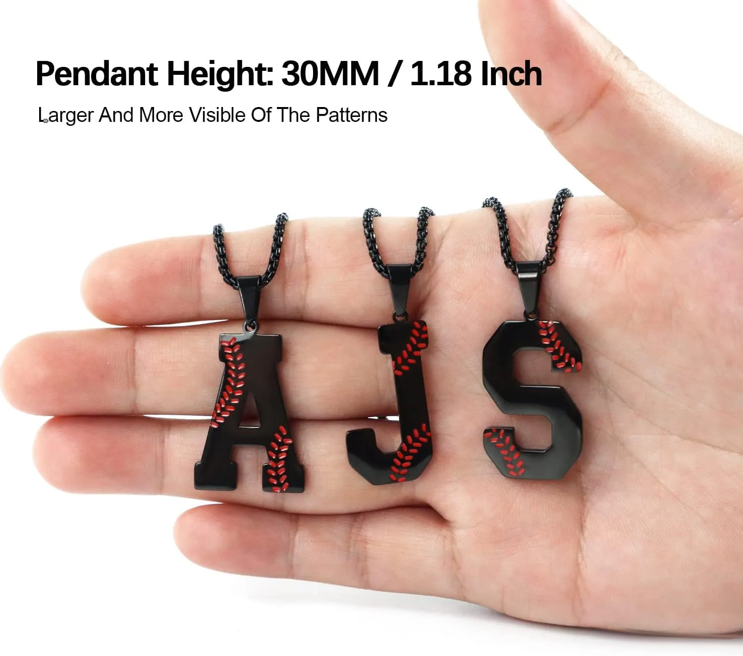Baseball Initial Necklace for Boys Men A-Z Letter Necklaces Chain Stainless Steel Pendant with Accessories Sport Charm Baseball Gifts for Team Player Athlete Lover Fans