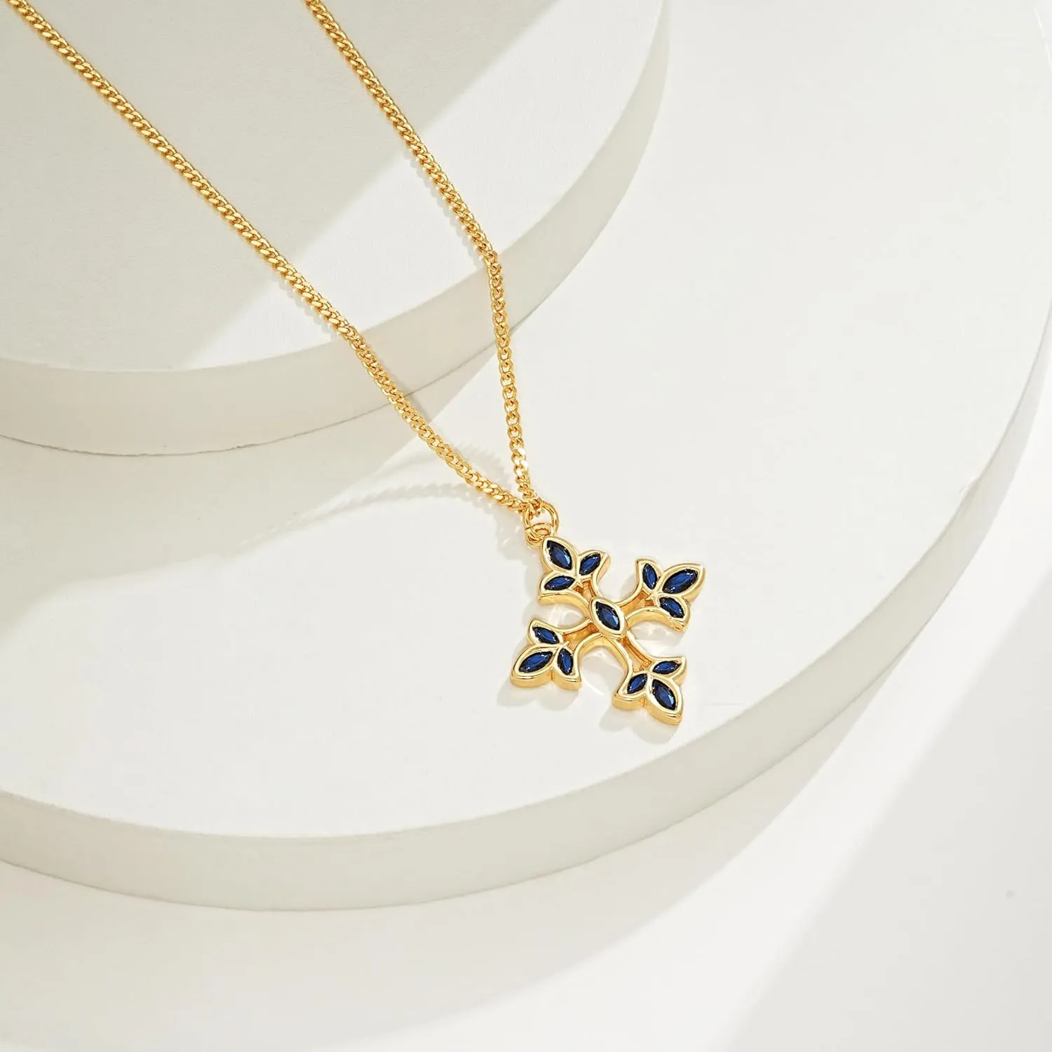 BENEIGE Gold Necklace for Women 14K Gold Plated Charm Pendant Necklace with Cubic Ziconia Hypoallergenic Adjustable Chain Necklaces Jewelry Gifts