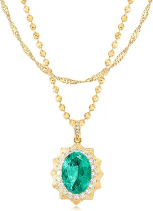BENEIGE Layered Necklaces for Women 14K Gold Plated Emerald Necklace for Women Dainty Gold Necklace Stack Hypoallergenic Jewelry for Women