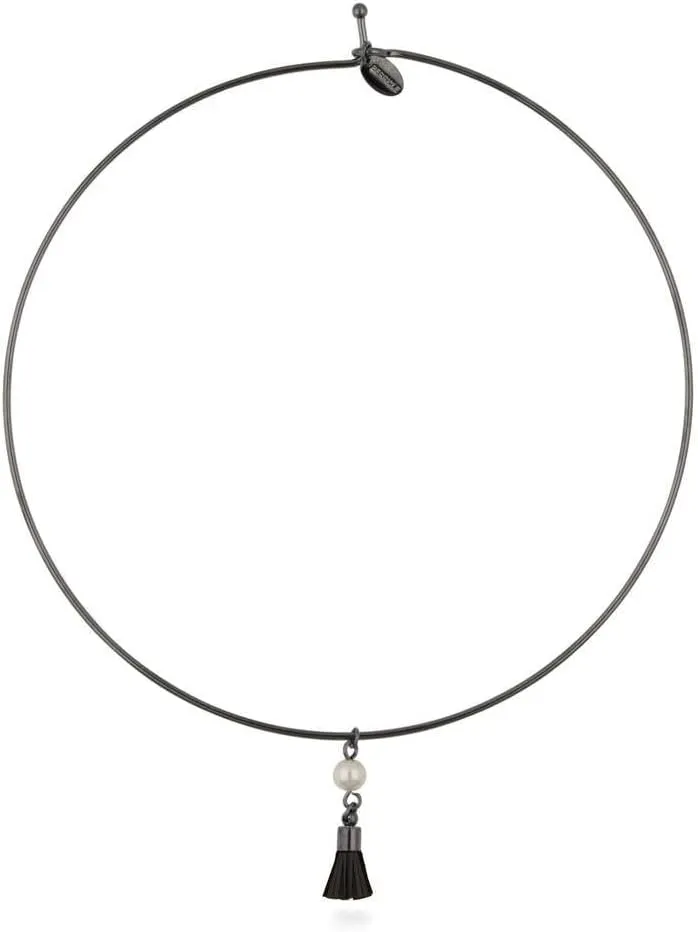 BERRICLE Tassel Imitation Pearl Fashion Choker Necklace for Women (Rose Gold-tone, Gold-tone, Silver-tone, Black-tone)
