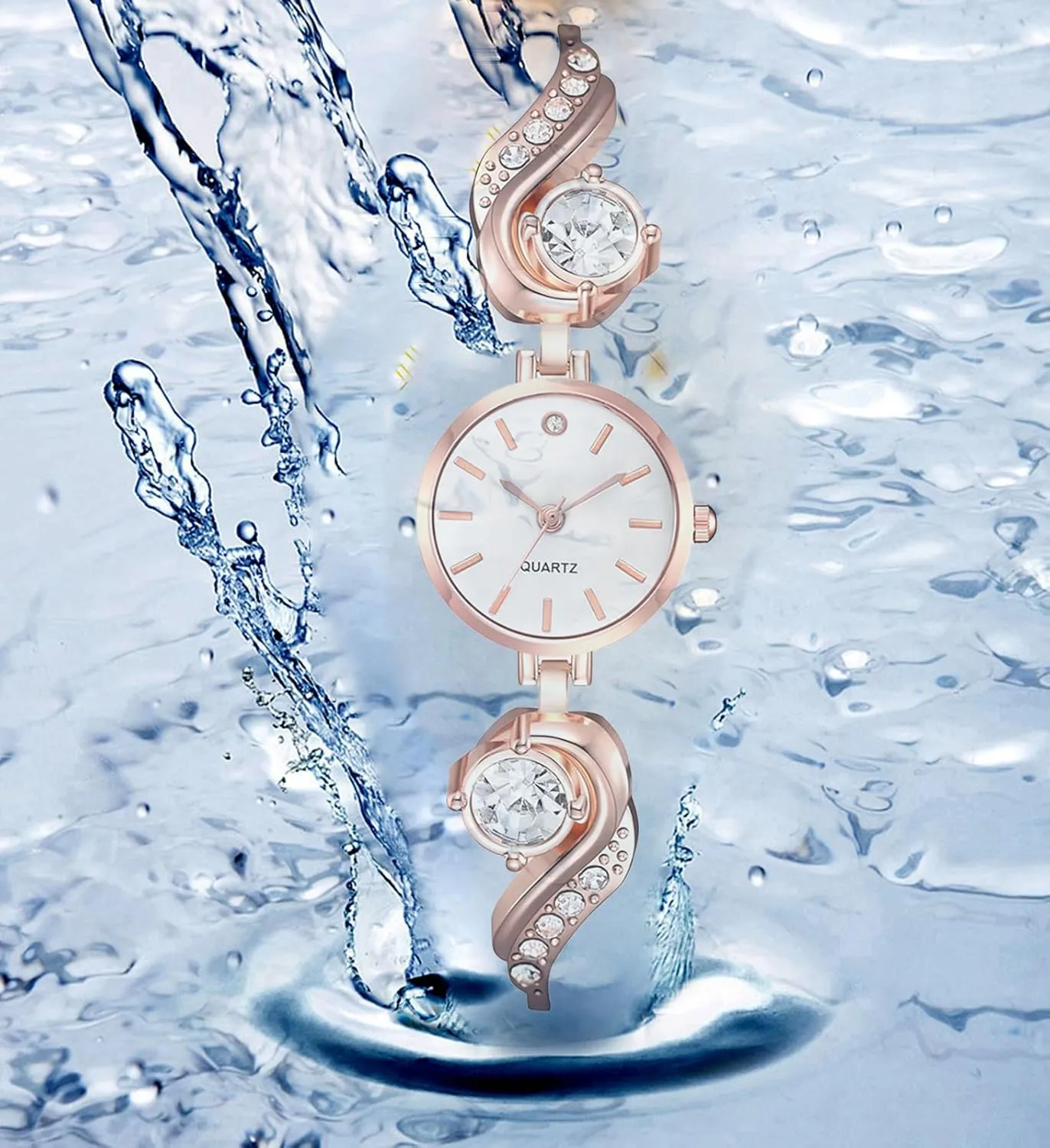 BESTKANG Elegant Diamond Accent Ladies Quartz Watch - Small & Exquisite Water Resistant Wrist Watch for Women, Perfect for Casual & Formal Wear