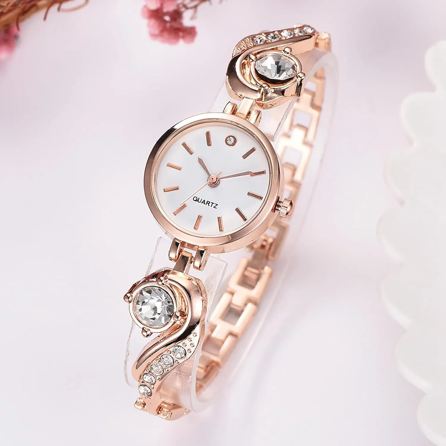 BESTKANG Elegant Diamond Accent Ladies Quartz Watch - Small & Exquisite Water Resistant Wrist Watch for Women, Perfect for Casual & Formal Wear