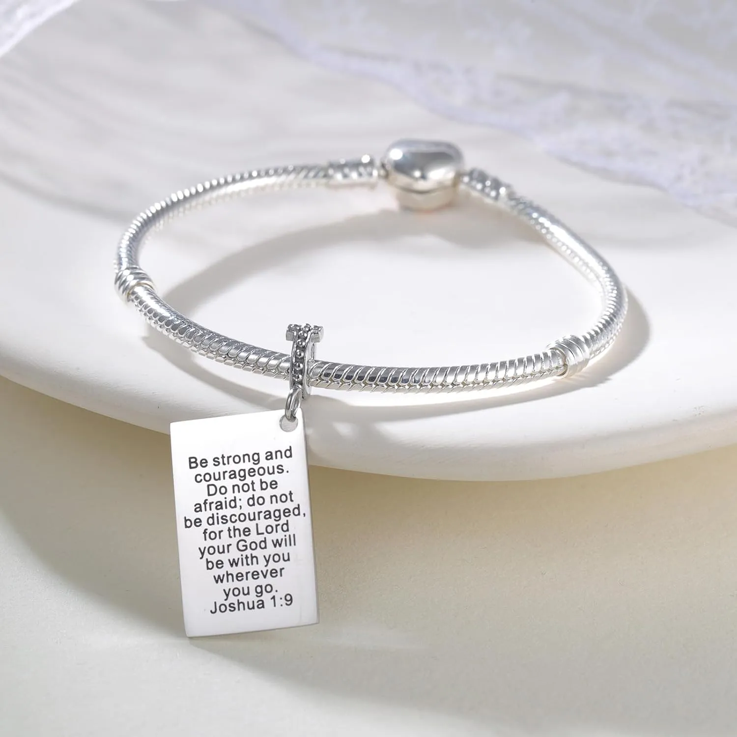 BETTY&SARAH Bible Verse Charm for Charms Bracelet and Necklace - Silver Religious Jewelry with Cross & Inspirational Scripture