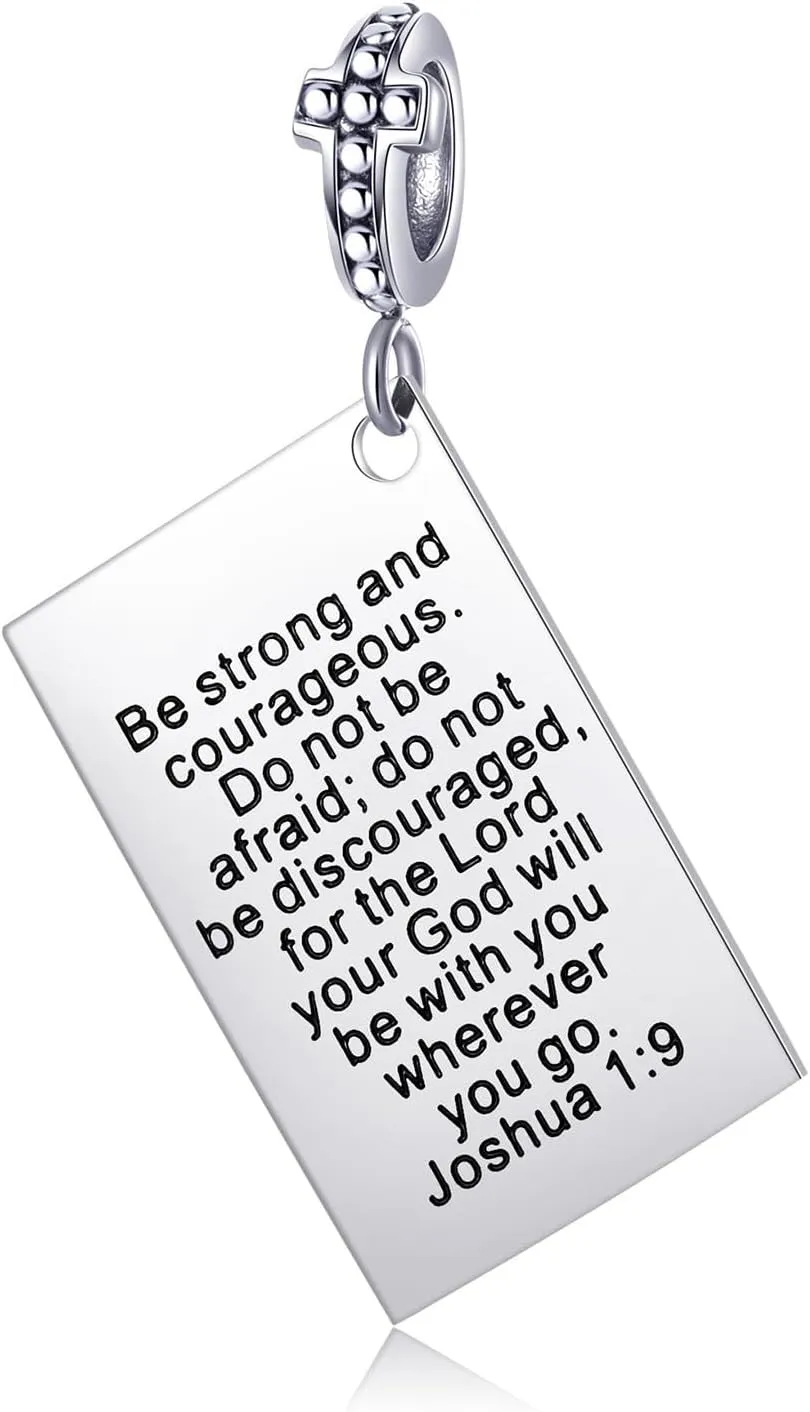 BETTY&SARAH Bible Verse Charm for Charms Bracelet and Necklace - Silver Religious Jewelry with Cross & Inspirational Scripture