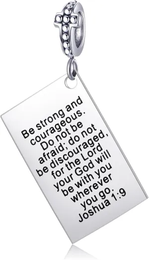 BETTY&SARAH Bible Verse Charm for Charms Bracelet and Necklace - Silver Religious Jewelry with Cross & Inspirational Scripture