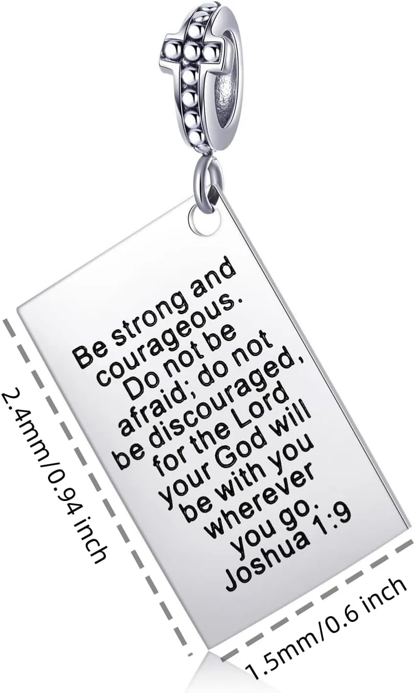 BETTY&SARAH Bible Verse Charm for Charms Bracelet and Necklace - Silver Religious Jewelry with Cross & Inspirational Scripture