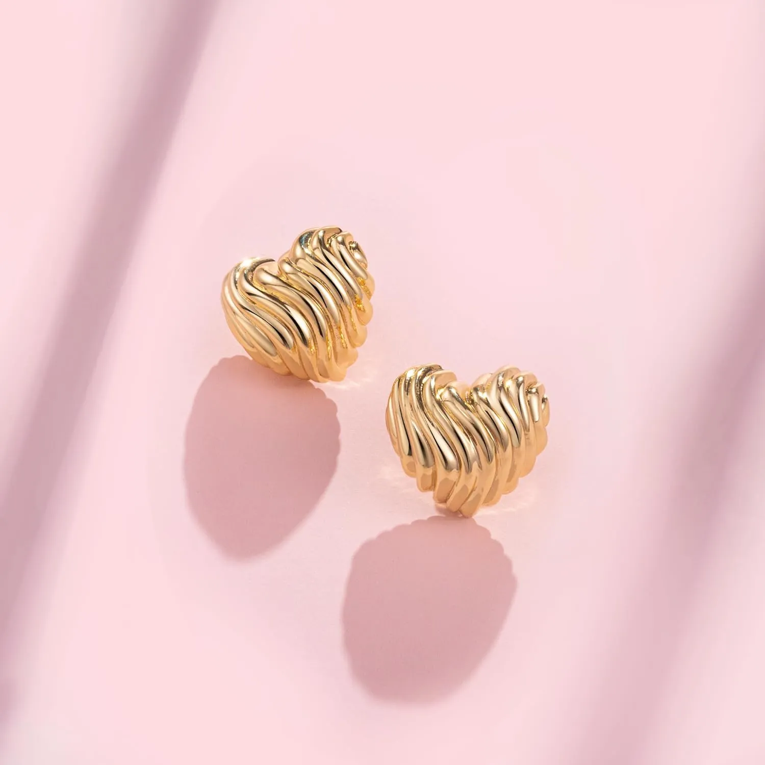 Big Chunky Gold Earrings for Women Trendy Statement Drop Stud, Hypoallergenic Wavy Button Earrings with 925 Sterling Silver Post, Trendy Jewelry Gift for Women,Girls