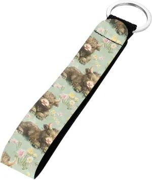 Binienty Stylish Keychain Wristlet Bracelet, Durable Fabric Auto Keychain with Metal Ring for Women Men