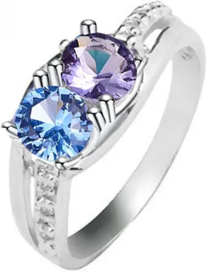 Birthstone Ring for Women 925 Sterling Silver Personalized 2-4 Birthstone Ring Engraved Ring as Exquisite Mother's Day Birthstone Jewelry Family Ring for Women