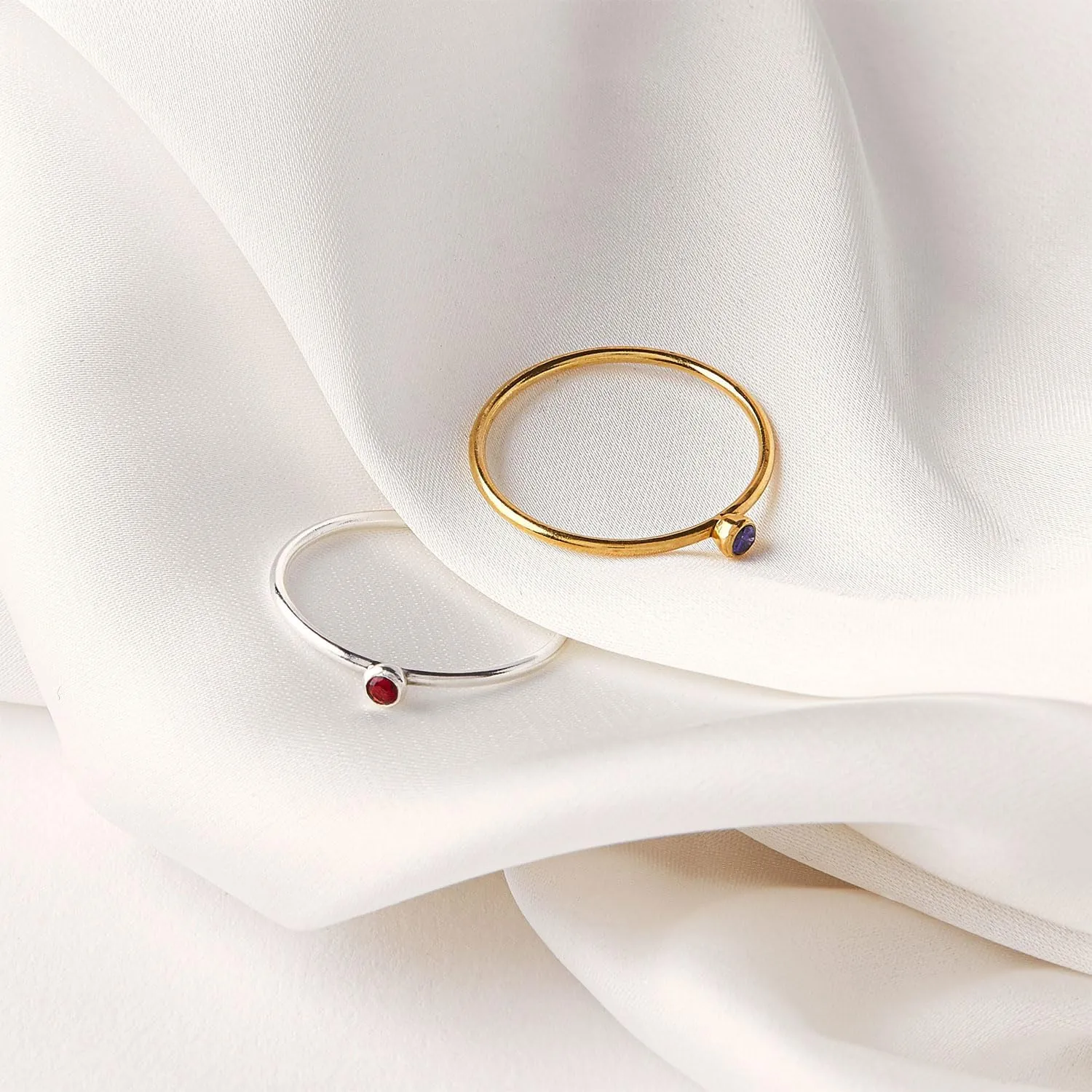 Birthstone Rings for Women Non Tarnish 14K Gold Plated Sterling Silver Stackable Birthday Gifts for Mom Dainty Emerald Green Blue CZ Gemstone Ring for Mothers Daughter Bridesmaid Gifts Jewelry