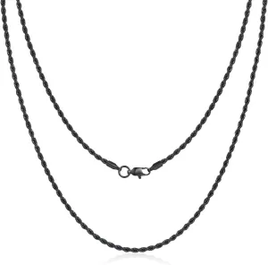 Black Chains for Men, Stainless Steel Rope Chain Necklace for Men and Women, Twist Mens Necklace, 2.5mm 3mm 4mm 5mm Wide
