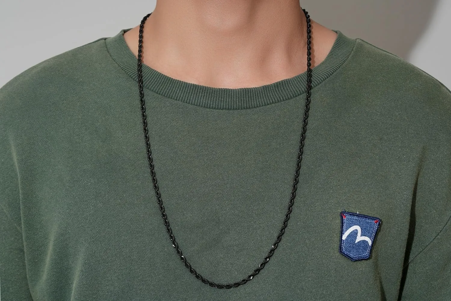 Black Chains for Men, Stainless Steel Rope Chain Necklace for Men and Women, Twist Mens Necklace, 2.5mm 3mm 4mm 5mm Wide