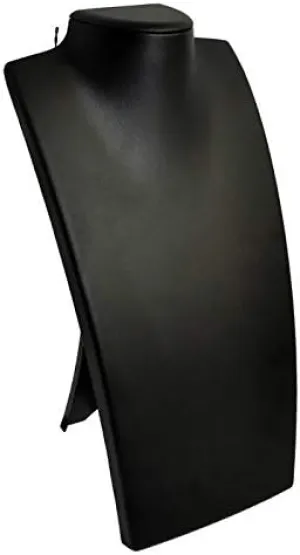 Black Leatherette Necklace Jewelry Display Stand (5-1/8" x 13-1/2" Tall)