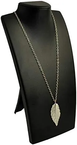 Black Leatherette Necklace Jewelry Display Stand (5-1/8" x 13-1/2" Tall)