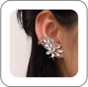 Bling Rhinestone Climber Crawler Earring Cluster Crystal Clip On Earring Gold Cz Bridal Cuff Earring Sparkling Rhinestone Cuff Wrap Earring Jewelry for Women