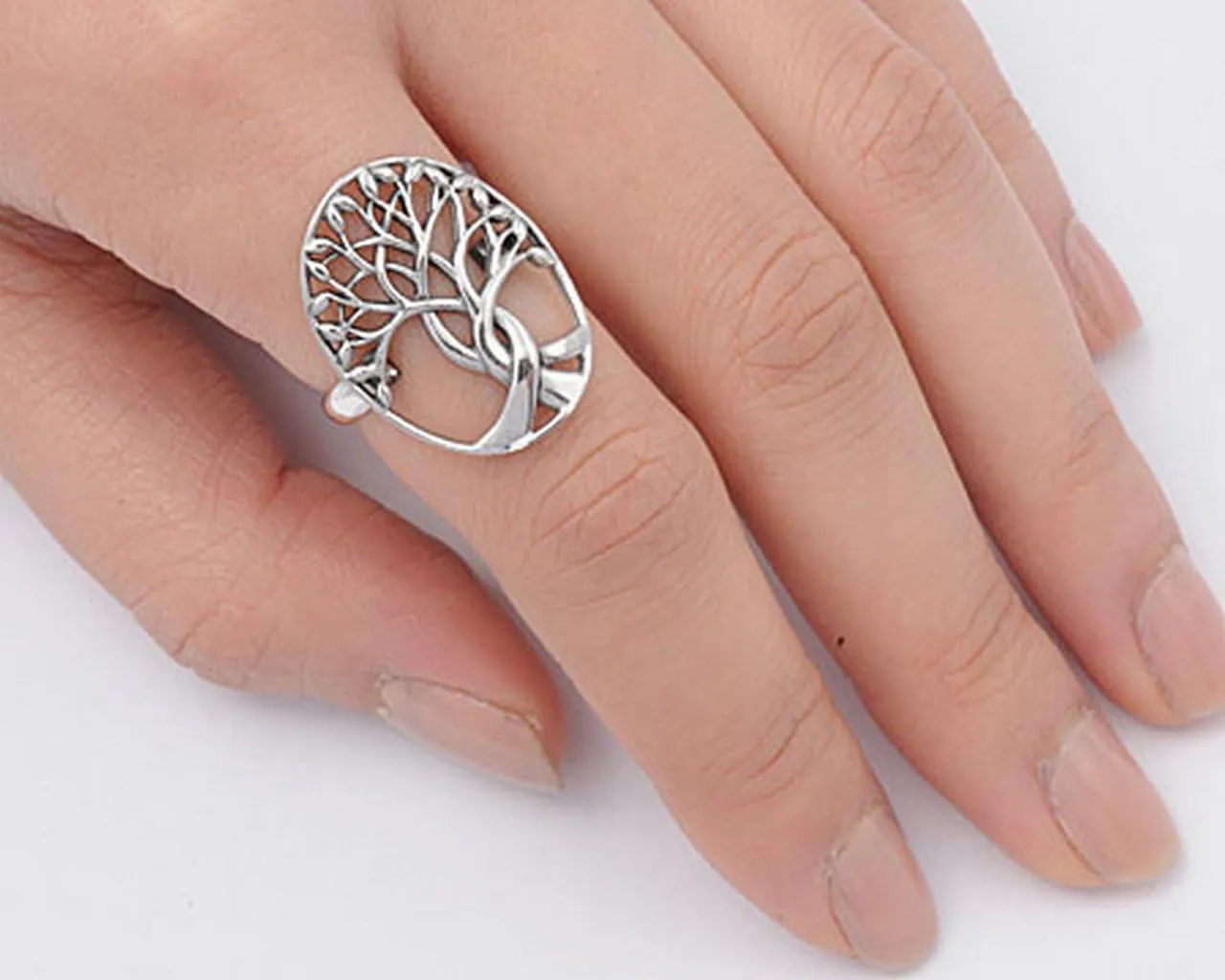 Blue Apple Co. Tree of Life Ring Solid 925 Sterling Silver Family Tree of Life Band 3-14 Simple Plain