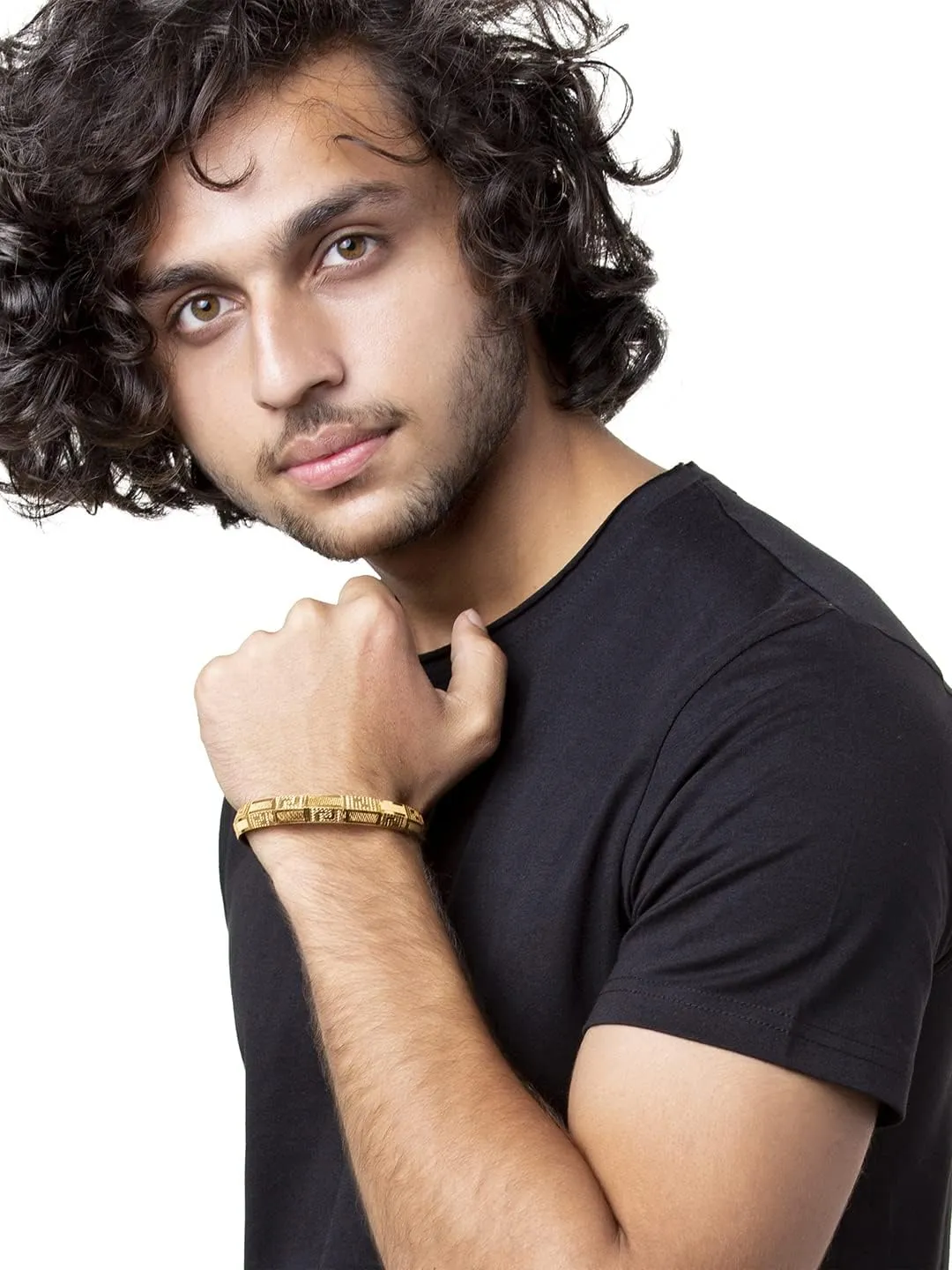 Bodha Traditional Indian Designer Stylish Self Design Amritsari Gold Colour Sikh Kada for Men
