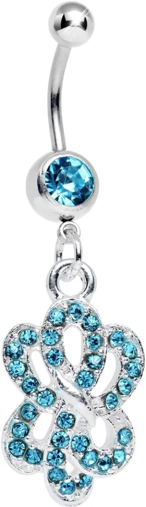 Body Candy Brilliant Blue Sparkling Sailor Knot Dangle Belly Ring