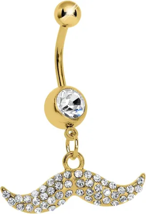 Body Candy Clear Sparkling Mustache Belly Ring