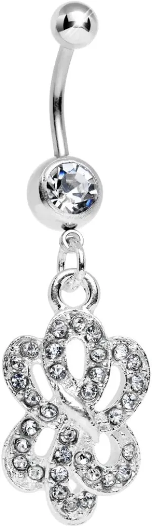 Body Candy Clear Sparkling Sailor Knot Dangle Belly Ring