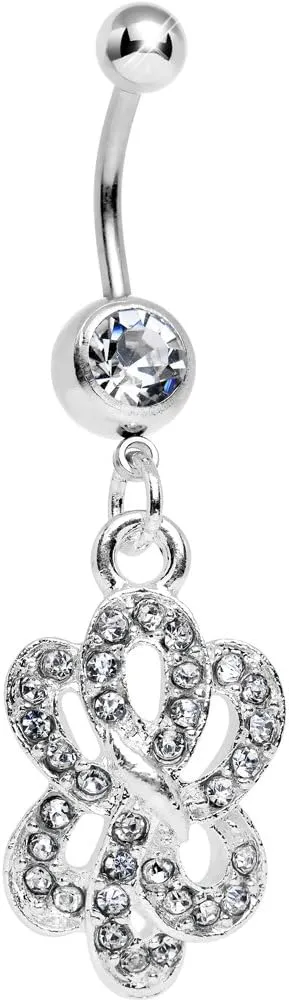 Body Candy Clear Sparkling Sailor Knot Dangle Belly Ring