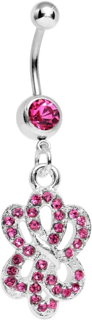 Body Candy Pink Sparkling Sailor Knot Dangle Belly Ring