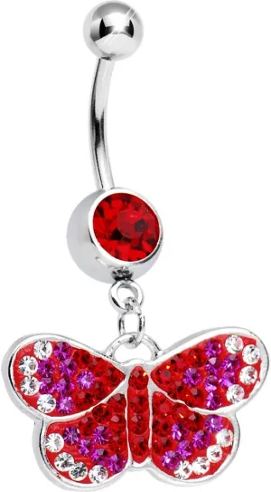 Body Candy Red Sparkling Butterfly Belly Ring