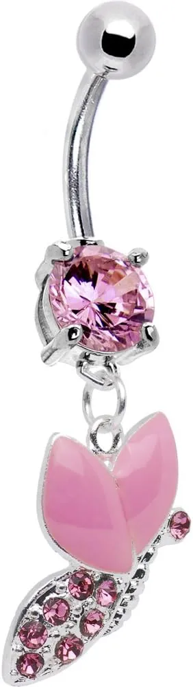 Body Candy Womens Pink Sparkling Snail Belly Ring