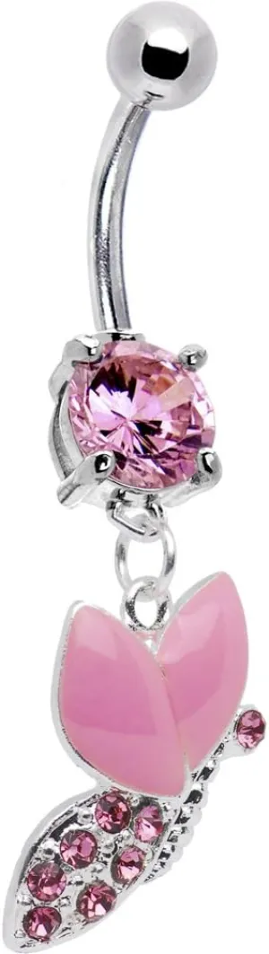 Body Candy Womens Pink Sparkling Snail Belly Ring