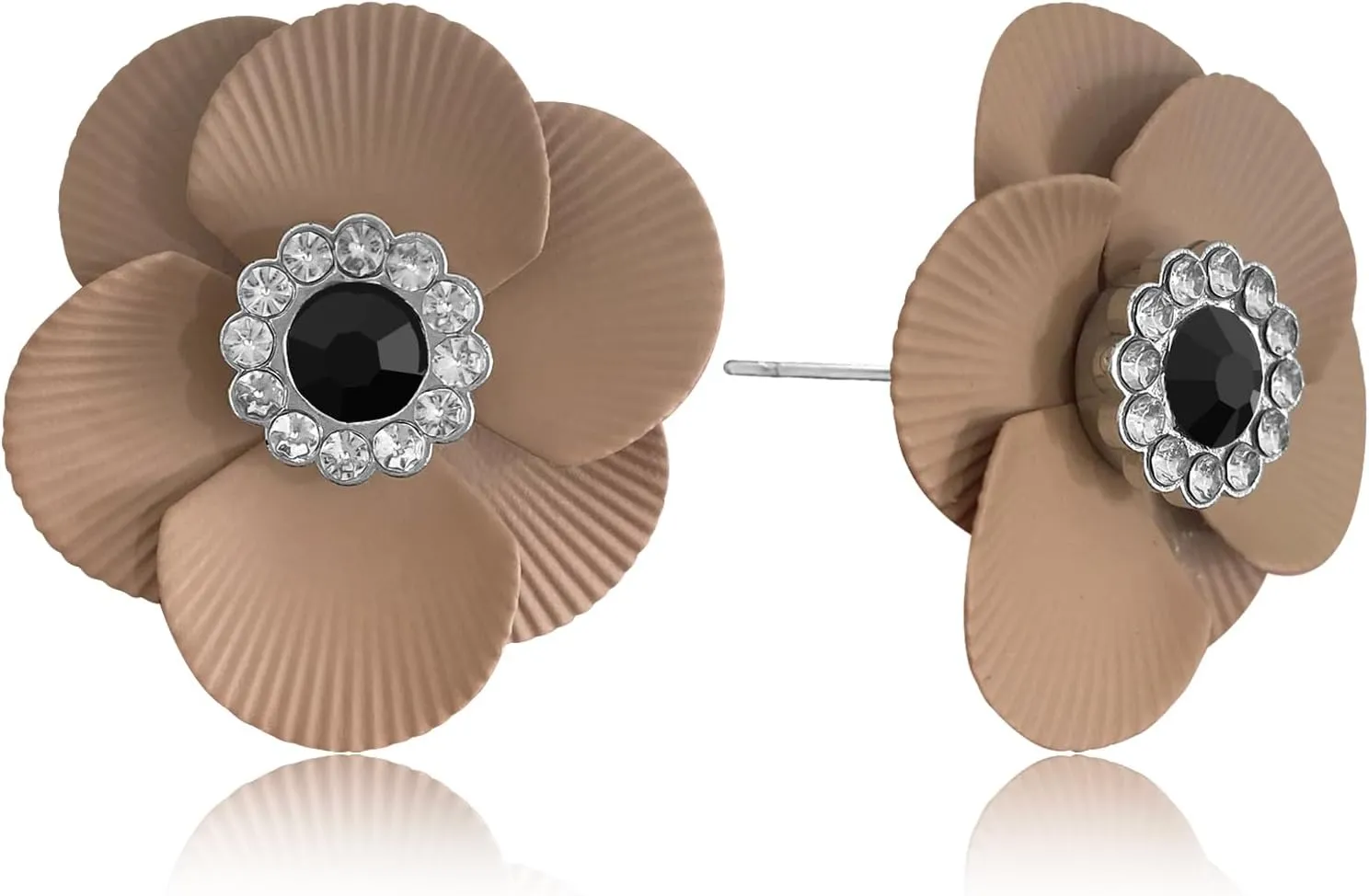 Bohemian Style Unique Three-Dimensional Rhinestone Stamen Stud Earrings Personalized Exquisite Carved Petal Flower Alloy Stud Earrings for Women Jewelry Gifts