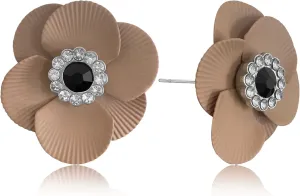 Bohemian Style Unique Three-Dimensional Rhinestone Stamen Stud Earrings Personalized Exquisite Carved Petal Flower Alloy Stud Earrings for Women Jewelry Gifts