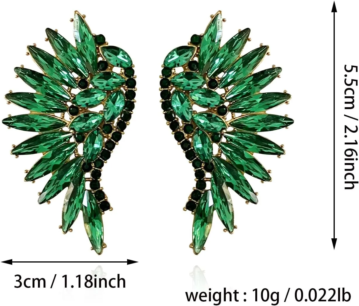 Bohemian Wings Rhinestone Sparkling Crystal Chandelier Stud Earrings for Women Wedding Prom