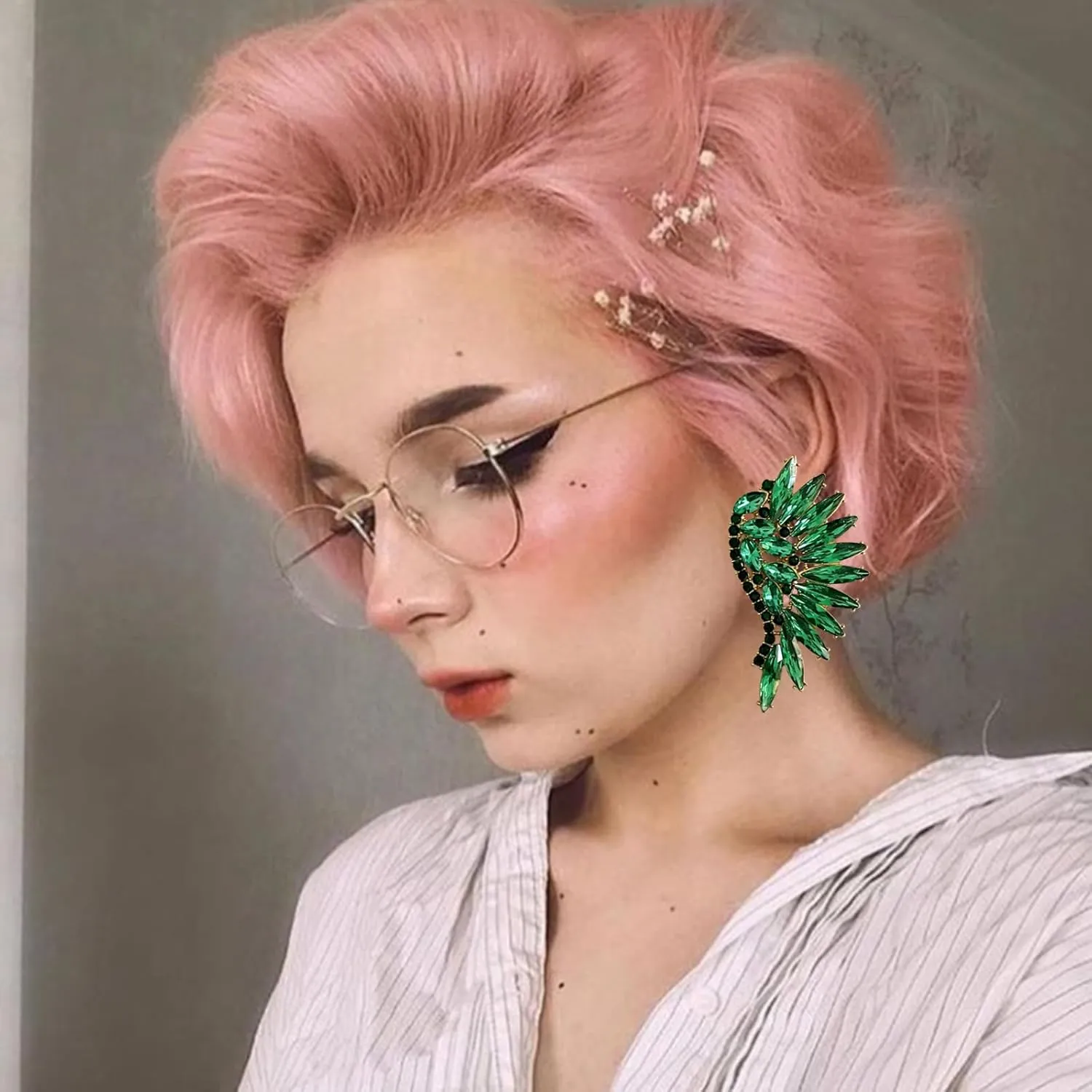 Bohemian Wings Rhinestone Sparkling Crystal Chandelier Stud Earrings for Women Wedding Prom