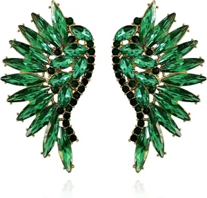 Bohemian Wings Rhinestone Sparkling Crystal Chandelier Stud Earrings for Women Wedding Prom