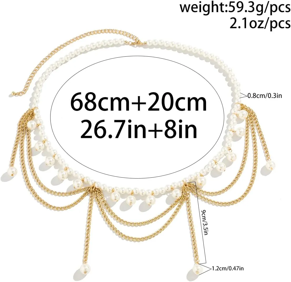 Boho Body Chain Waist Chain Gold Tassel Layered Chain Belt Adjustable Gold Belly Chains Metal Bikini Party Dress