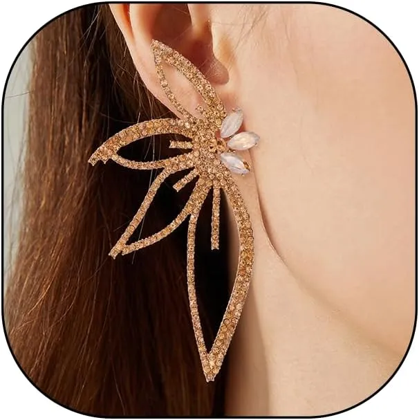 Boho Butterfly Rhinestone Dangle Drop Earrings for Women,Trendy Gold Sliver Crystal Statement Jewelry for Gifts Party Prom,Exaggerate Sparkling Earrings