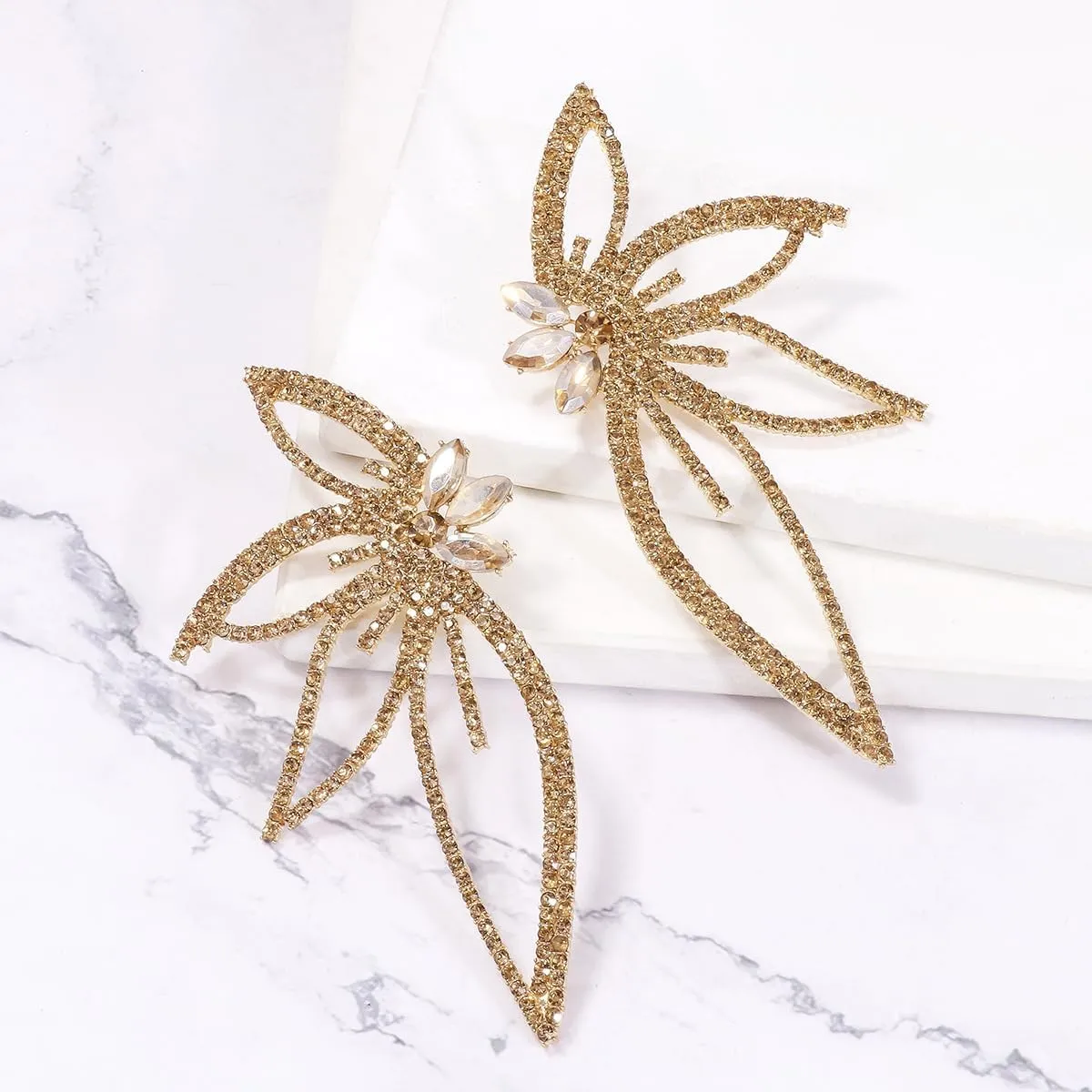 Boho Butterfly Rhinestone Dangle Drop Earrings for Women,Trendy Gold Sliver Crystal Statement Jewelry for Gifts Party Prom,Exaggerate Sparkling Earrings