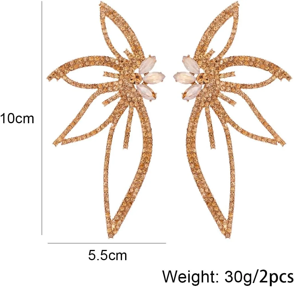 Boho Butterfly Rhinestone Dangle Drop Earrings for Women,Trendy Gold Sliver Crystal Statement Jewelry for Gifts Party Prom,Exaggerate Sparkling Earrings