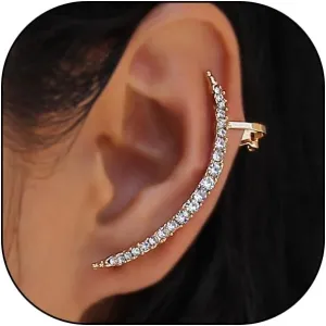 Boho Rhinestone Ear Cuff Earrings for Women Sparkling Long Crystal Wrap Climber Earrings Minimalist Non Piercing Earrings Charm Jewelry Accessories