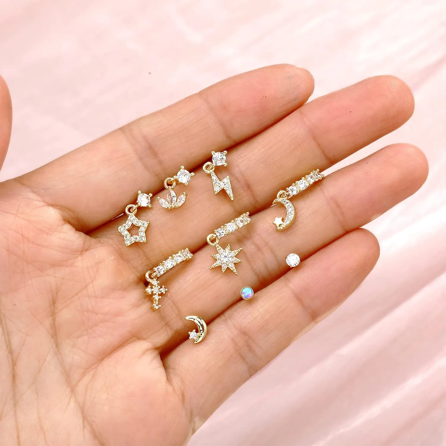 Bonuci 18 Pcs Dangle Nose Ring L Shaped Dangling Nose Stud Nose Ring Hoop Indian Nose Piercing Jewelry with Charm